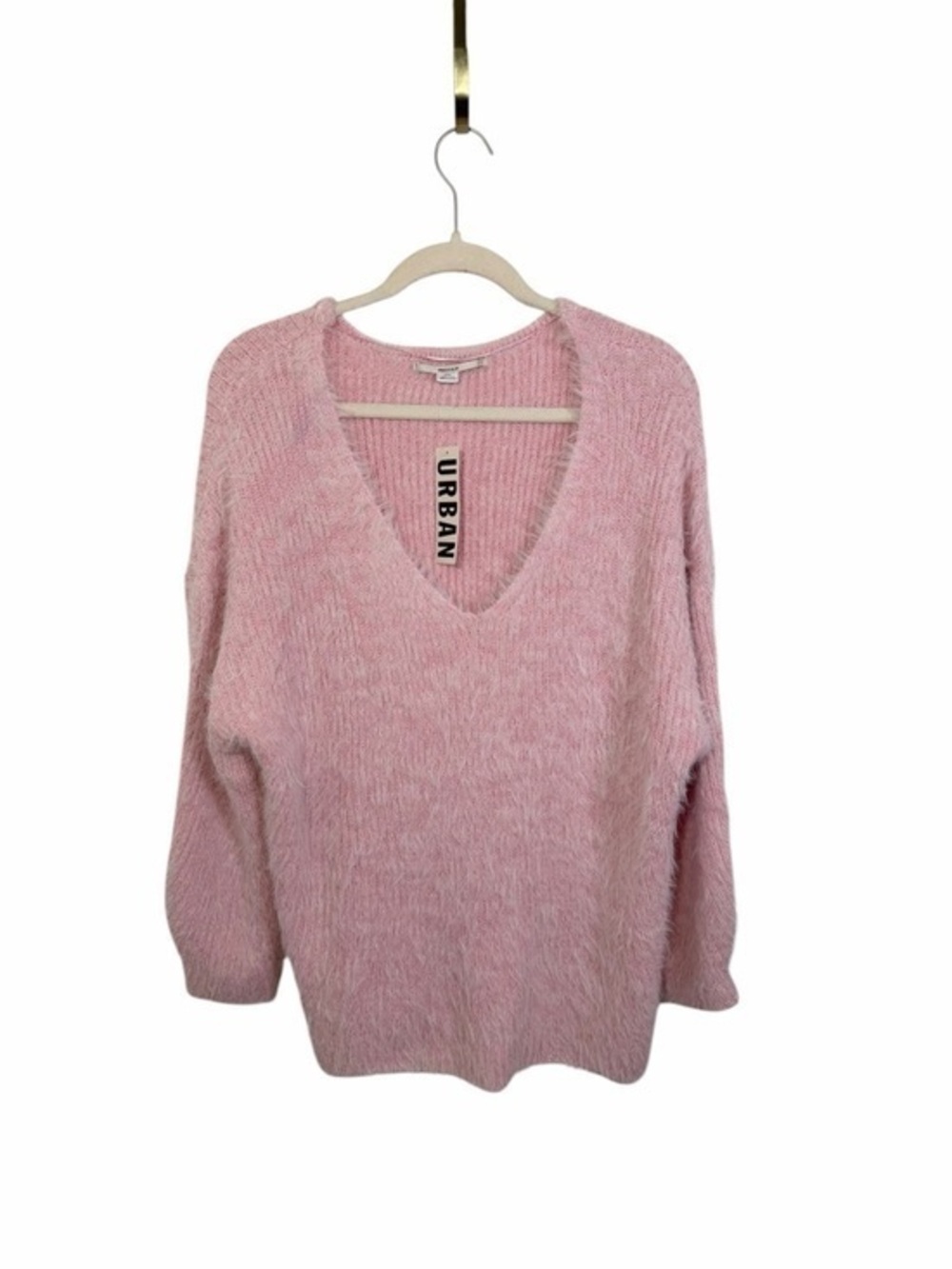 Kimchi Blue Fuzzy Knit Sweater Medium Pink Eyelash Cozy Soft Urban Outfitters